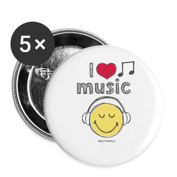 smiley,comic,pink,swfa21,i love music, musik - Buttons groß 56 mm (5er Pack) - Weiß - Vorne