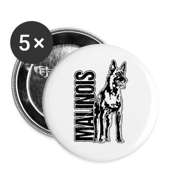 MALINOIS Portrait Hund Hunde Wilsigns - Buttons groß 56 mm (5er Pack) - Weiß - Vorne