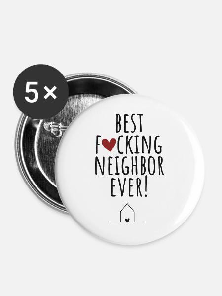 Bester Nachbar & Nachbarin / Freund Geschenk - Buttons groß 56 mm (5er Pack) - Weiß