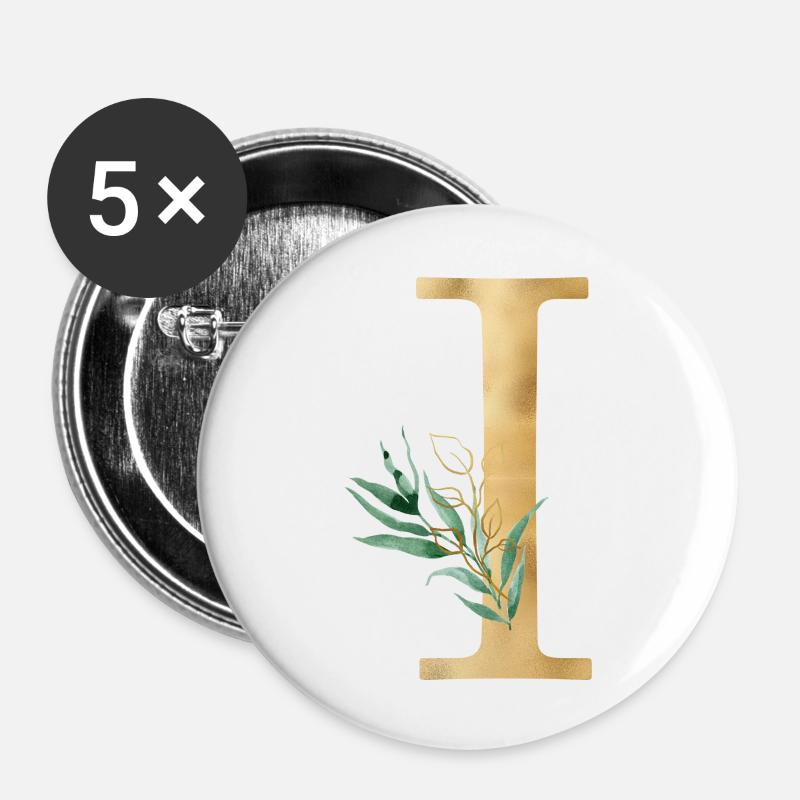 Customizable Monogram I Botany - Buttons large 2.2''/56 mm (5-pack) - white