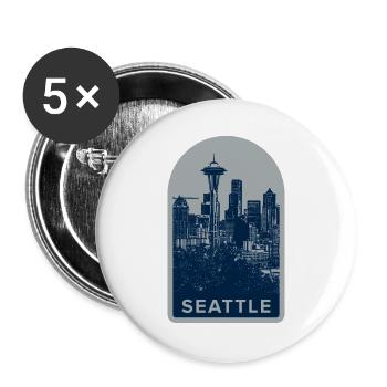 Seattle Skyline Badge - Buttons large 2.2''/56 mm (5-pack) - white - Front