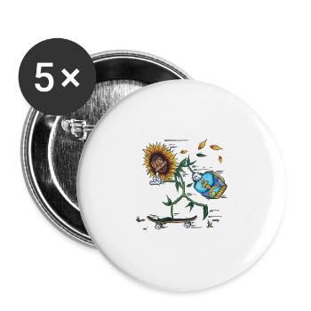 Tschüss Kindergarten ich bin jetzt in der Schule. - Buttons groß 56 mm (5er Pack) - Weiß - Vorne