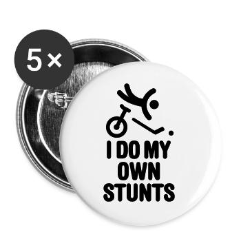 Je fais mes propres cascades monocycle hockey monocycle - Lot de 5 grands badges (56 mm) - blanc - Devant