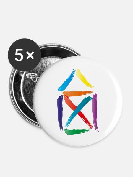 buntes haus - Buttons groß 56 mm (5er Pack) - Weiß
