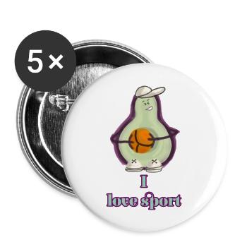 Avocado exercising - Buttons large 2.2''/56 mm (5-pack) - white - Front