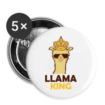 Llama King Chef cool - Buttons groß 56 mm (5er Pack) - Weiß - Vorne