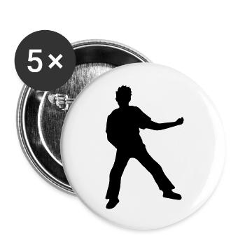Air guitar play funny silhouette - Buttons large 2.2''/56 mm (5-pack) - white - Front