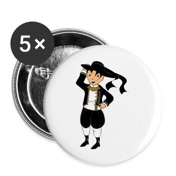 Brittany - Breton man - Buttons large 2.2''/56 mm (5-pack) - white - Front