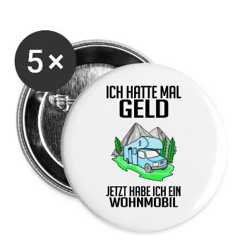 Wohnmobil Wohnwagen Campen Camping - Buttons groß 56 mm (5er Pack) - Weiß - Vorne