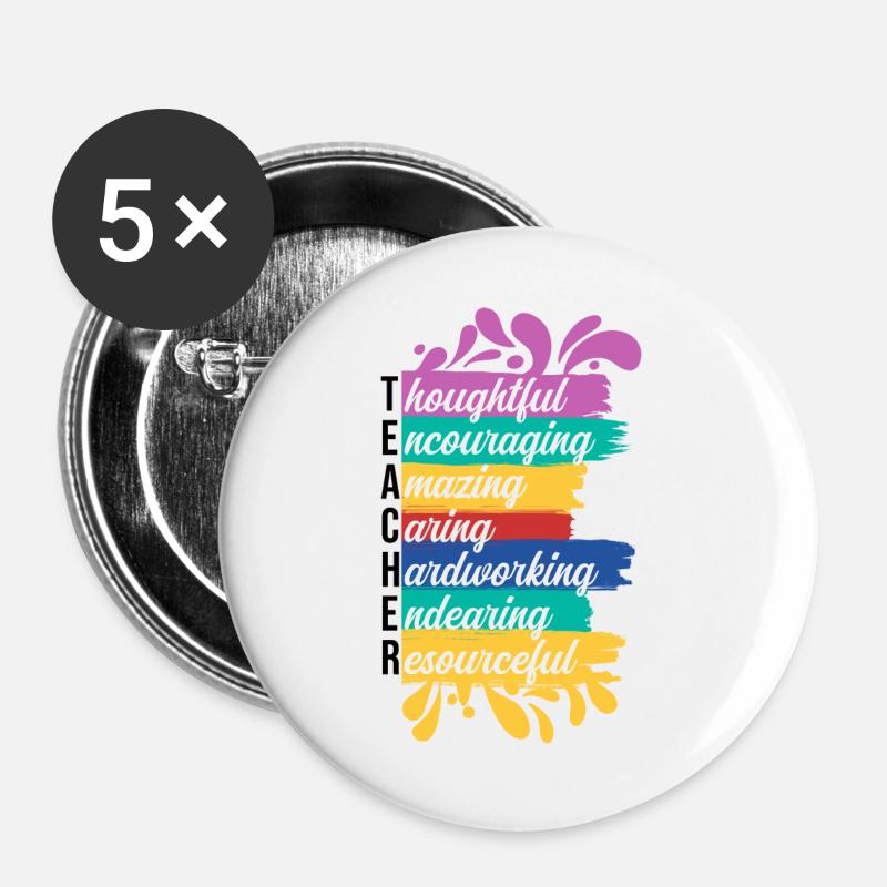 Teacher being - Buttons large 2.2''/56 mm (5-pack) - white