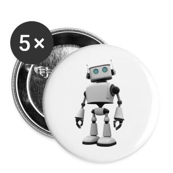 Robot 3D en blanc - Lot de 5 grands badges (56 mm) - blanc - Devant