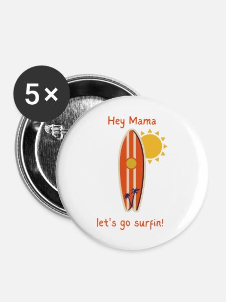 Go Surfin - Buttons groß 56 mm (5er Pack) - Weiß