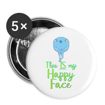 Cartoon Gesicht Comic Cartoon Humor Lächeln - Buttons groß 56 mm (5er Pack) - Weiß - Vorne