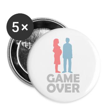 Game Over schwangere Frau - Buttons groß 56 mm (5er Pack) - Weiß - Vorne