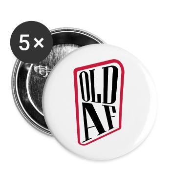 old AF Text Logo - Buttons groß 56 mm (5er Pack) - Weiß - Vorne