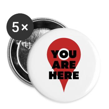 You Are Here - Map Pin - Buttons large 2.2''/56 mm (5-pack) - white - Front