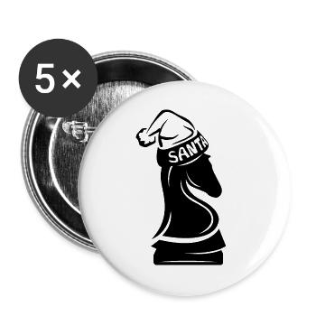Schach Pferd Symbol Logo icon Illustration Grafik - Buttons groß 56 mm (5er Pack) - Weiß - Vorne