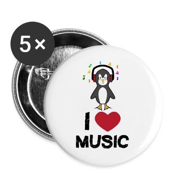 Cool Statement Heart Seabird Penguin Animal Bird - Buttons large 2.2''/56 mm (5-pack) - white - Front