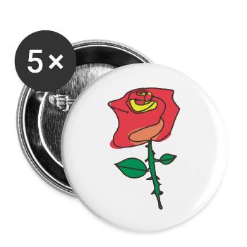 Rose Blume Rot Illustration - Buttons groß 56 mm (5er Pack) - Weiß - Vorne