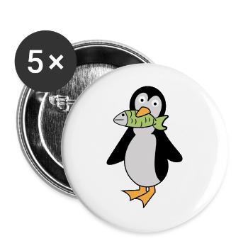 Seevogel Tier Pinguin Vogel Südpol Zoo - Buttons groß 56 mm (5er Pack) - Weiß - Vorne