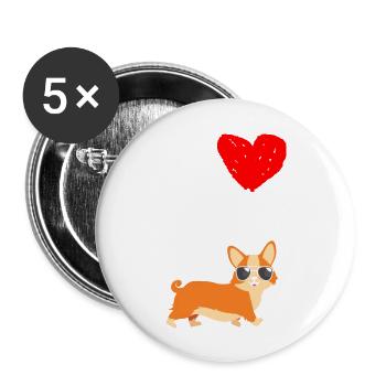 I love my corgi funny gift dog mom dog dad - Lot de 5 grands badges (56 mm) - blanc - Devant
