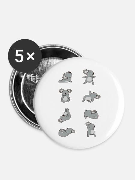 Yoga Koalas - Buttons groß 56 mm (5er Pack) - Weiß