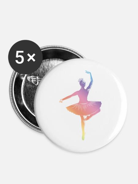 Ballett Silhouette - Buttons groß 56 mm (5er Pack) - Weiß