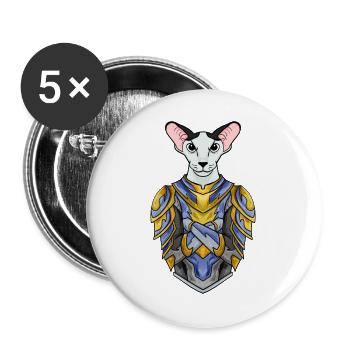 Ritter Katze Katzenrasse Orientalisch Kurzhaar - Buttons groß 56 mm (5er Pack) - Weiß - Vorne
