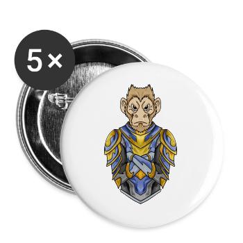 Knight Monkey with Armor Crusader - Buttons large 2.2''/56 mm (5-pack) - white - Front