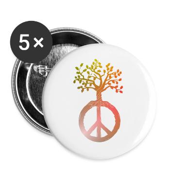Peace Tree Peace - Buttons large 2.2''/56 mm (5-pack) - white - Front
