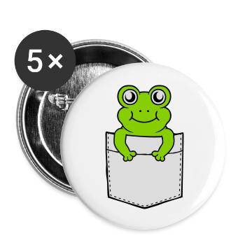 Poche de poitrine petite grenouille douce - Lot de 5 grands badges (56 mm) - blanc - Devant