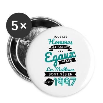 Anniversaire 25 ans - Meilleurs nés Décembre 1997 - Lot de 5 grands badges (56 mm) - blanc - Devant