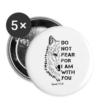 Citation religieuse - Lot de 5 grands badges (56 mm) - blanc - Devant