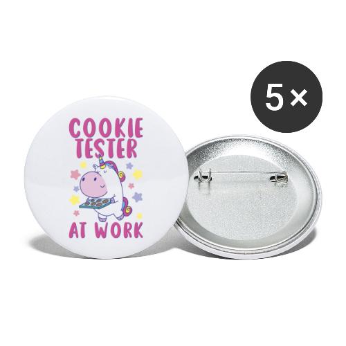 Cookie Tester At Work - Einhorn mit Keksen - Buttons groß 56 mm (5er Pack)