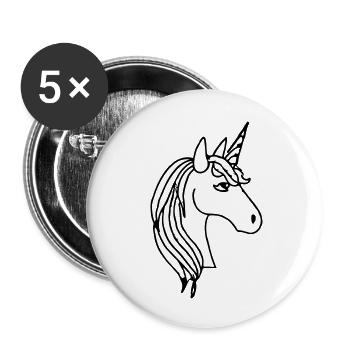 Unicorn Illustration Line Art Gift Idea - Buttons large 2.2''/56 mm (5-pack) - white - Front
