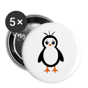 Pinguin Vogel Gesicht Augen cute - Buttons groß 56 mm (5er Pack) - Weiß - Vorne