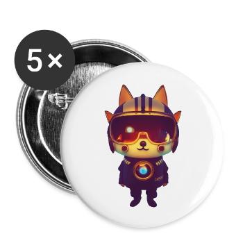 Weltraumhund - Buttons groß 56 mm (5er Pack) - Weiß - Vorne