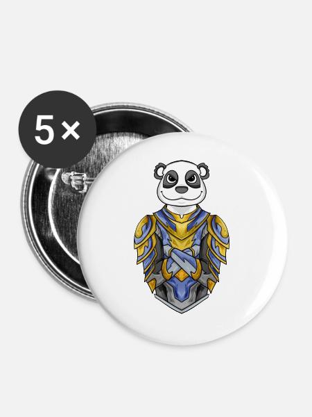 Ritter Panda cool - Buttons groß 56 mm (5er Pack) - Weiß