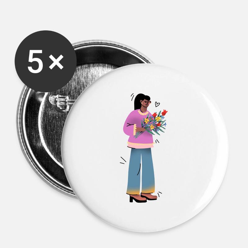 Fall Plants - Buttons large 2.2''/56 mm (5-pack) - white