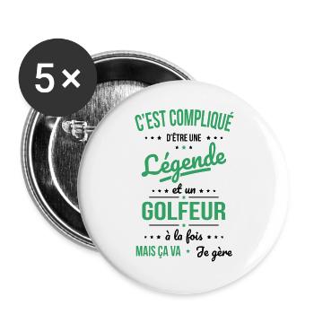 Compliqué d'être une légende et un golfeur - Lot de 5 grands badges (56 mm) - blanc - Devant