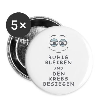 Krebs besiegen - Buttons groß 56 mm (5er Pack) - Weiß - Vorne