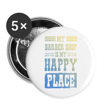 Barber shop - Buttons groß 56 mm (5er Pack) - Weiß - Vorne