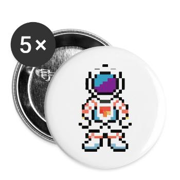 Astronaut verpixelt Weltraum Geschenkidee - Buttons groß 56 mm (5er Pack) - Weiß - Vorne