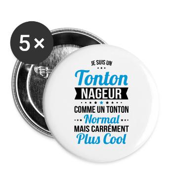 Tonton nageur comme un tonton normal plus cool - Lot de 5 grands badges (56 mm) - blanc - Devant