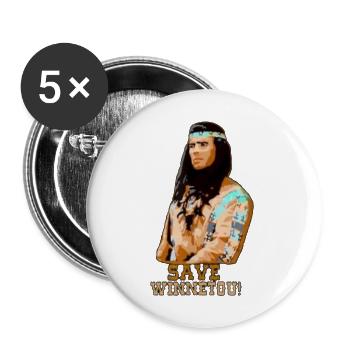 Enregistrer Winnetou,Winnetou,Indianer,Illustration - Lot de 5 grands badges (56 mm) - blanc - Devant