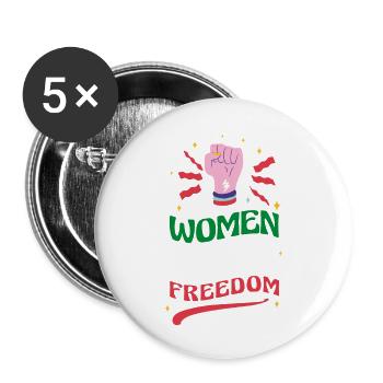 Women Life Freedom - Cute Iranian Women - Buttons large 2.2''/56 mm (5-pack) - white - Front