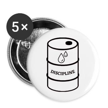 FUELED BY DISCIPLINE - Buttons groß 56 mm (5er Pack) - Weiß - Vorne