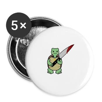 Killer Shildkröte- süß aber tödlich - Buttons groß 56 mm (5er Pack) - Weiß - Vorne