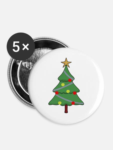 Entzückender Weihnachtsbaum - Buttons groß 56 mm (5er Pack) - Weiß
