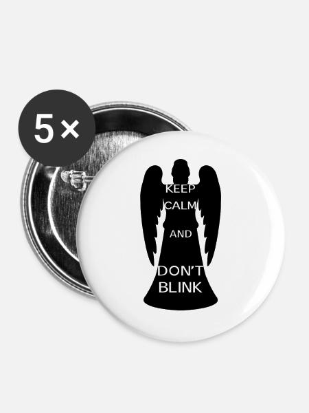 Ruhe bewahren und nicht blinzeln - Buttons groß 56 mm (5er Pack) - Weiß